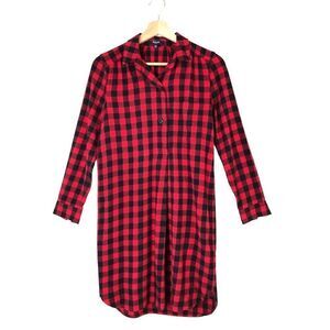 Madewell Red Flannel Shirtdress Size XX-Small